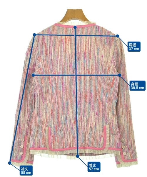 CHANEL Collarless jackets PinkxBeigexBlueetc.(Patterned